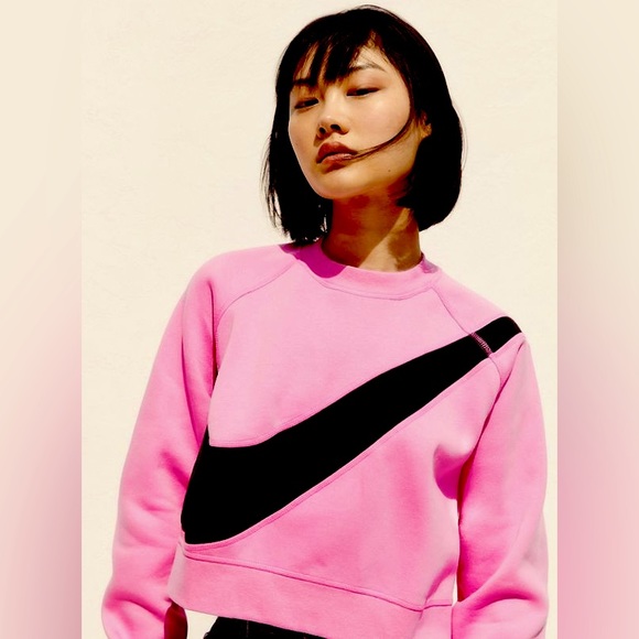 Nike | Tops | Nwot Xs Oversized Nike Sportswear Swoosh Cropped Sweatshirt  Hot Pink | Poshmark
